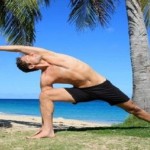 yoga under palm tree