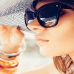 young summer girl wearing  hat  and sunglasses